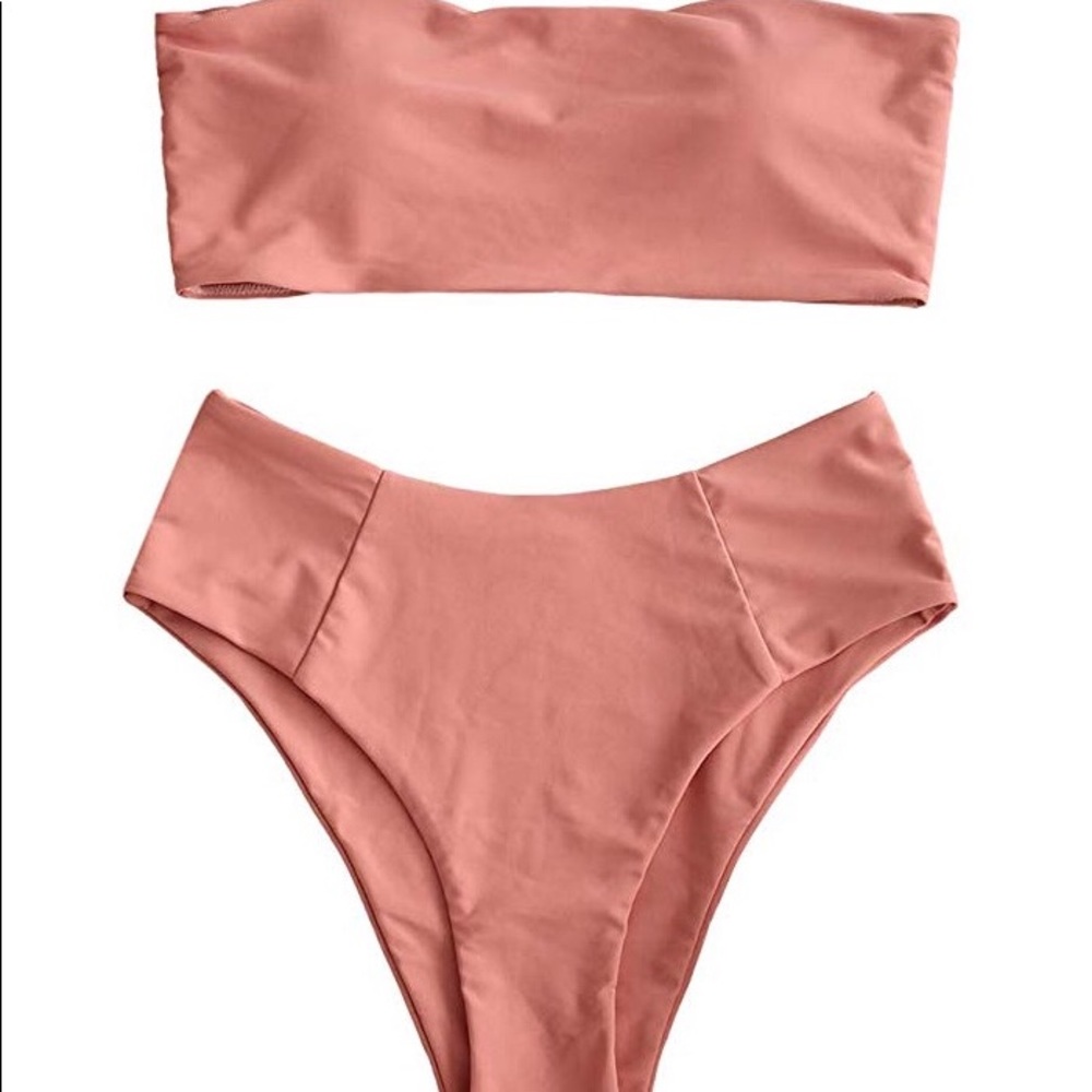 High cut bandeau bikini set